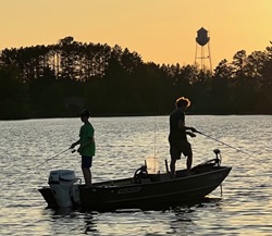 Fishing at sunset